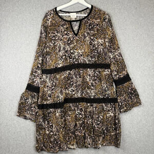 Knox Rose Women's Size XXL Tiered Multicolored 3/4 Sleeve Blouse Top Embroidered